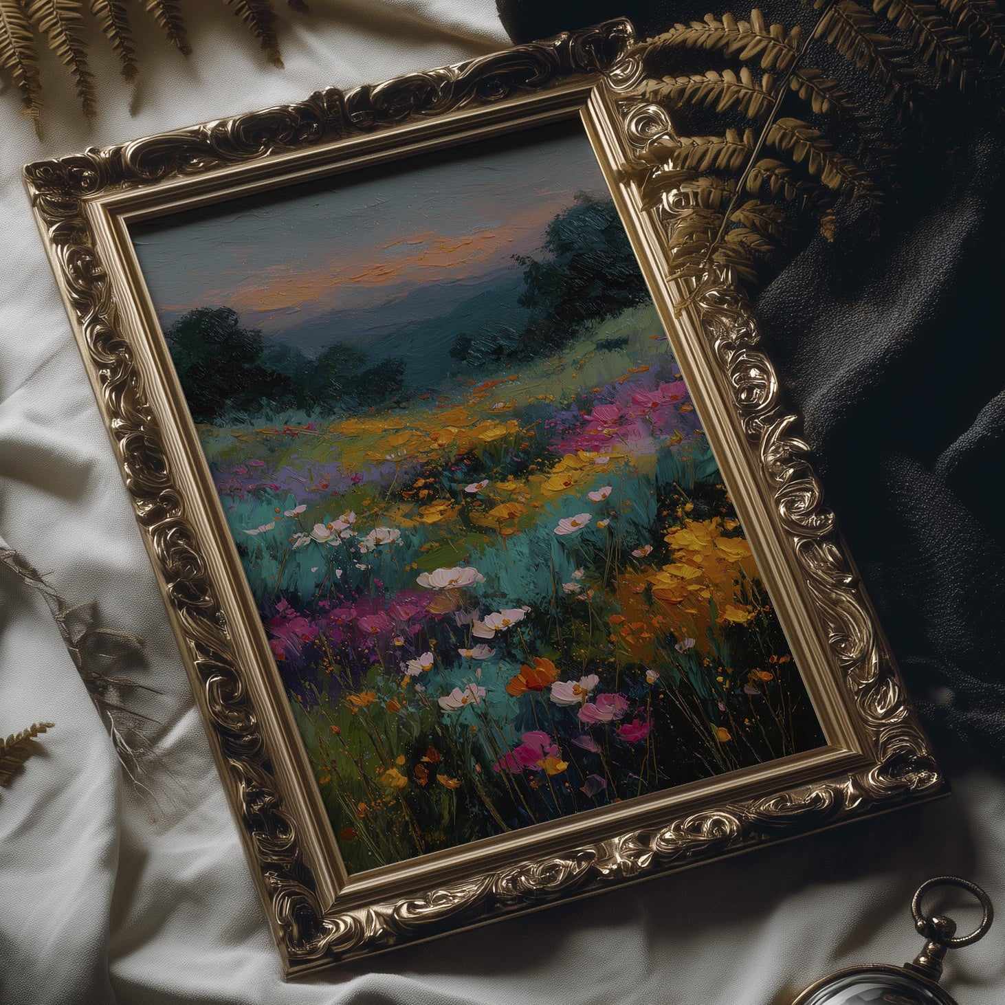 Wildflowers Catch Twilight's Glow
