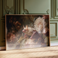 Pale Bat Among Vintage Blooms