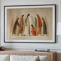 Figures Gather In Muted Tones