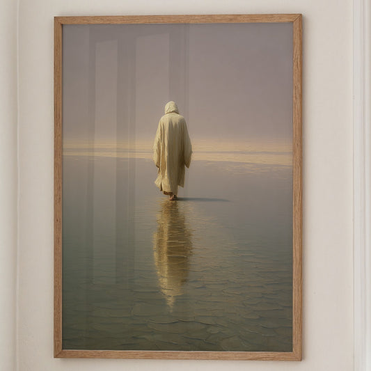 Solitary Pilgrim Crosses Forgotten Shores