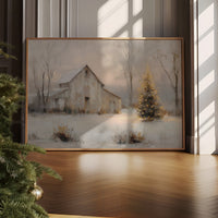Barn and Evergreen in the Snow