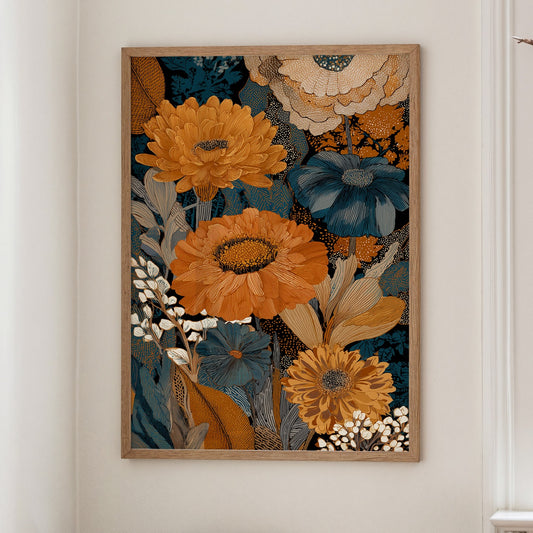 Golden Blooms Against Midnight Garden