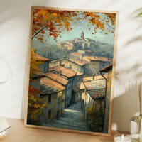 Autumn Leaves Frame Hillside Village