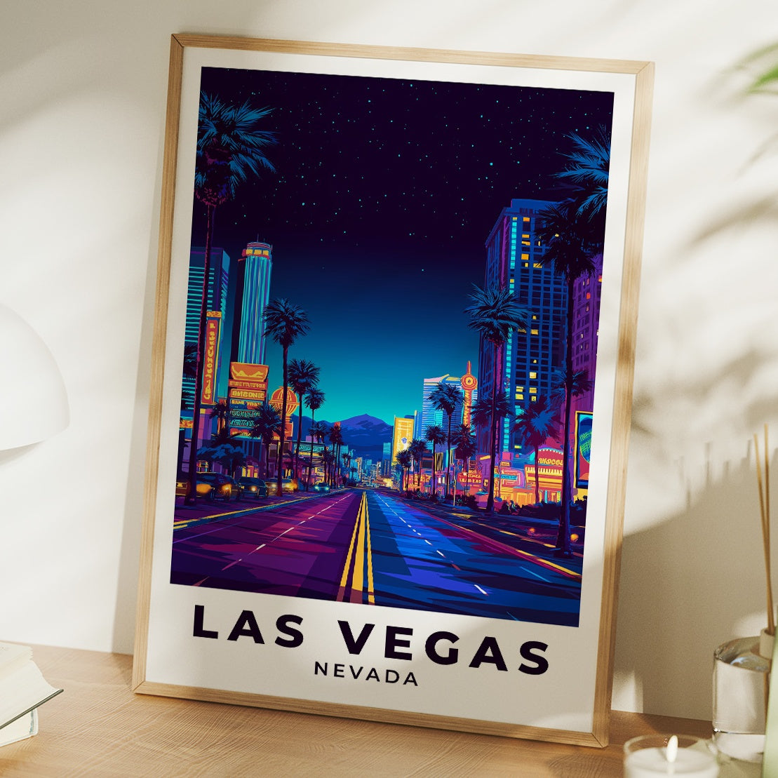 Neon Boulevard Beneath Desert Stars
