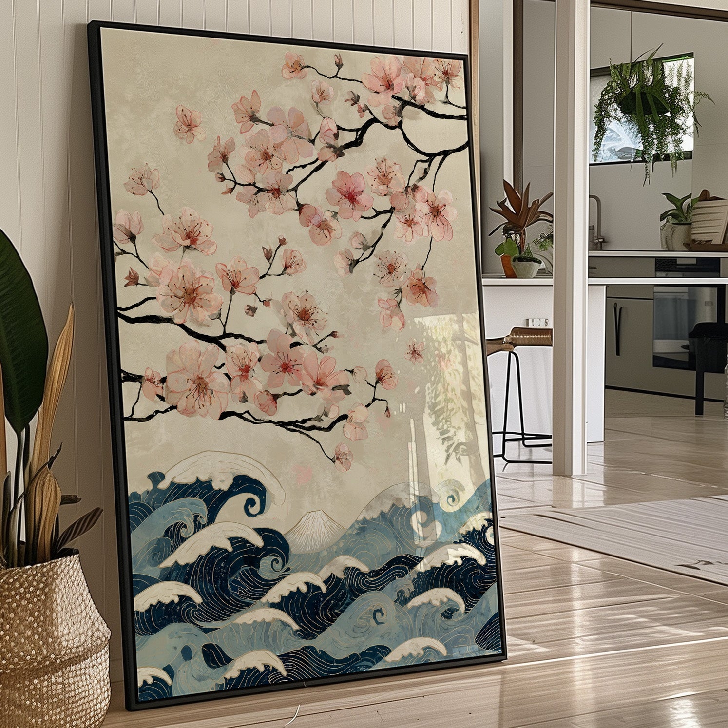 Ocean Waves Meet Cherry Blossoms