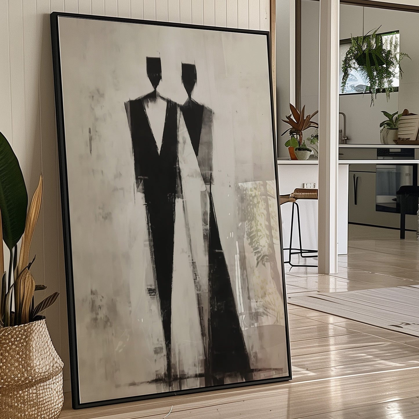 Monochrome Figures Dance Through Fog