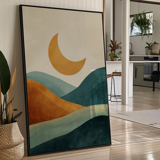 Golden Moon Rides Forest Waves