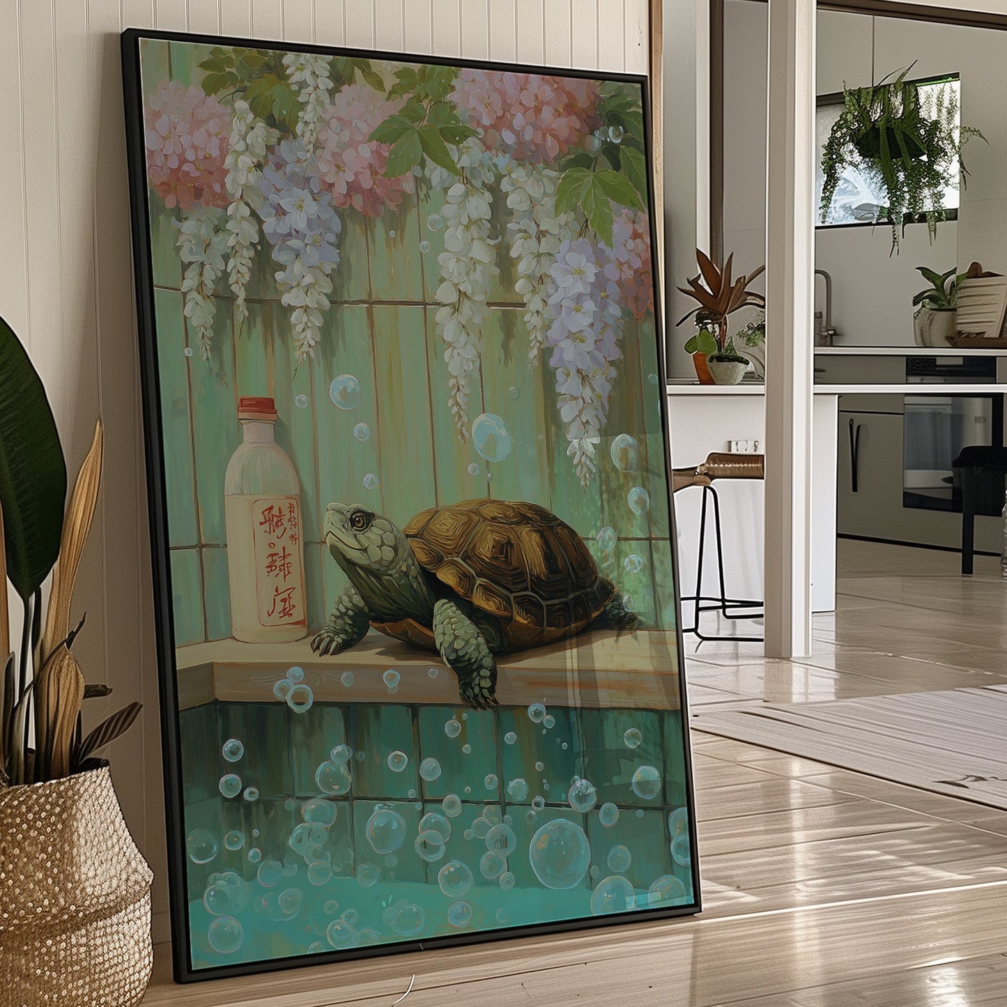 Turtle Dreams Among Wisteria Blooms