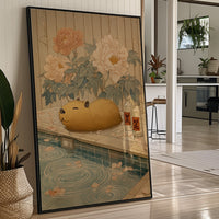 Poolside Capybara Dreams Of Peonies