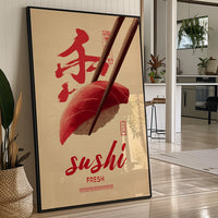 Red Brushstrokes Tell Sushi Stories