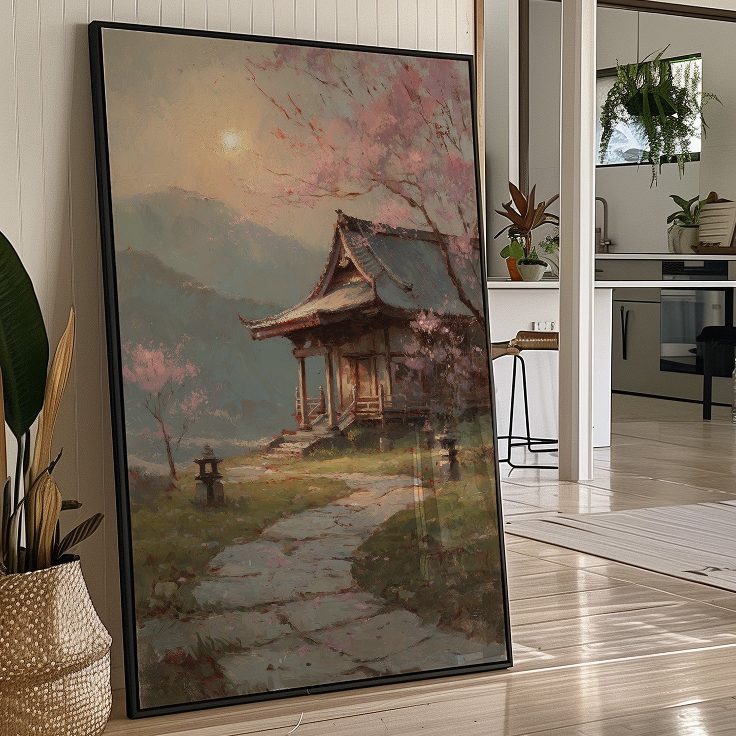 Cherry Blossoms Guard Ancient Temple Path