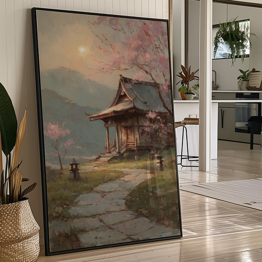 Cherry Blossoms Guard Ancient Temple Path