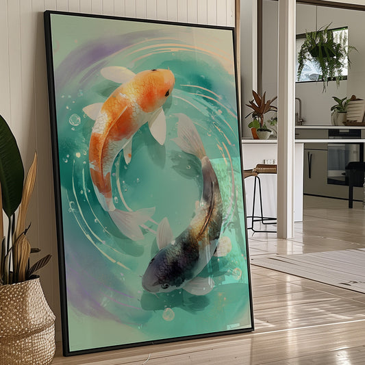 Koi Circle Their Turquoise Dreams