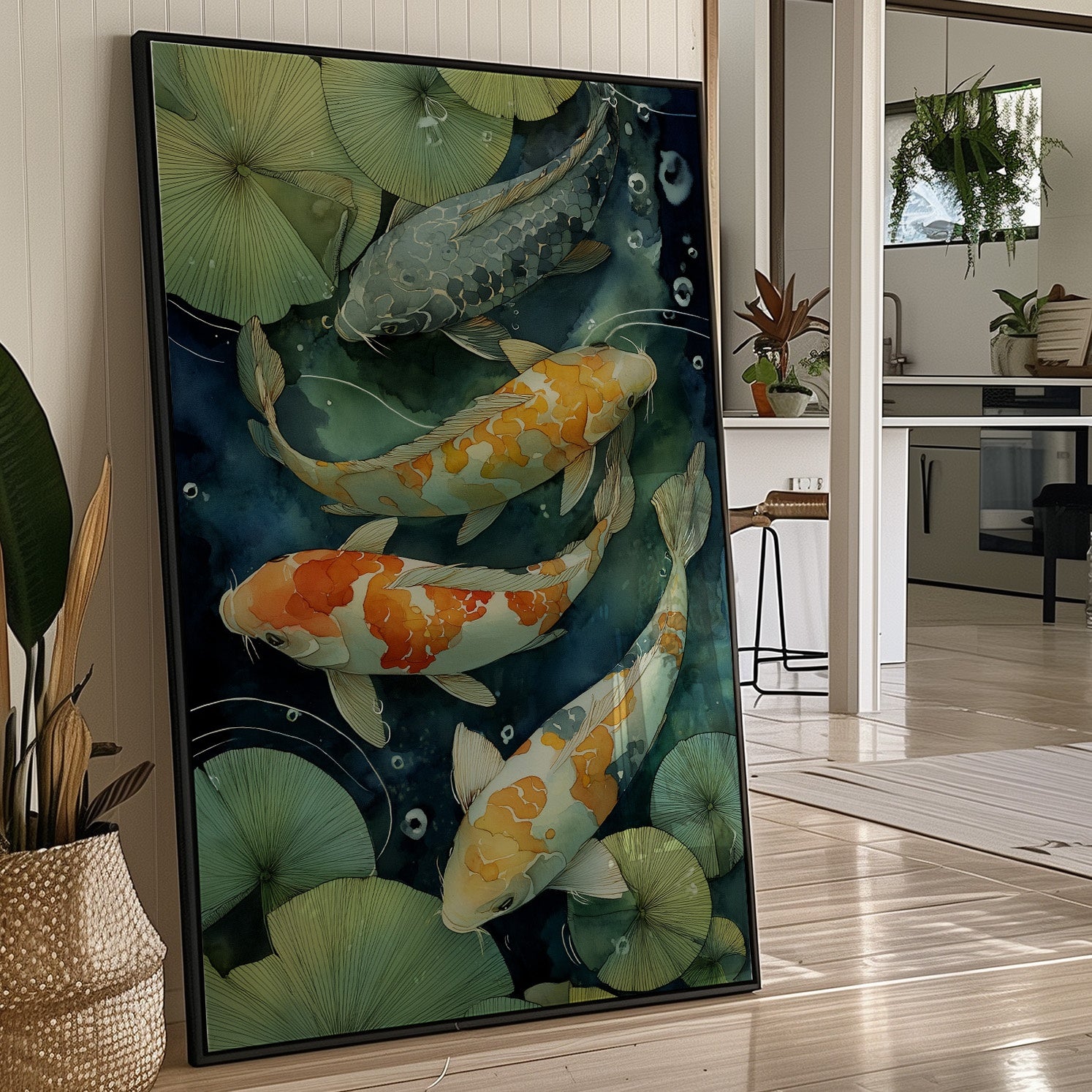 Koi Dance Below Lily Shadows