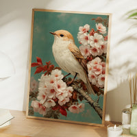 Songbird Perches Among Cherry Blossoms