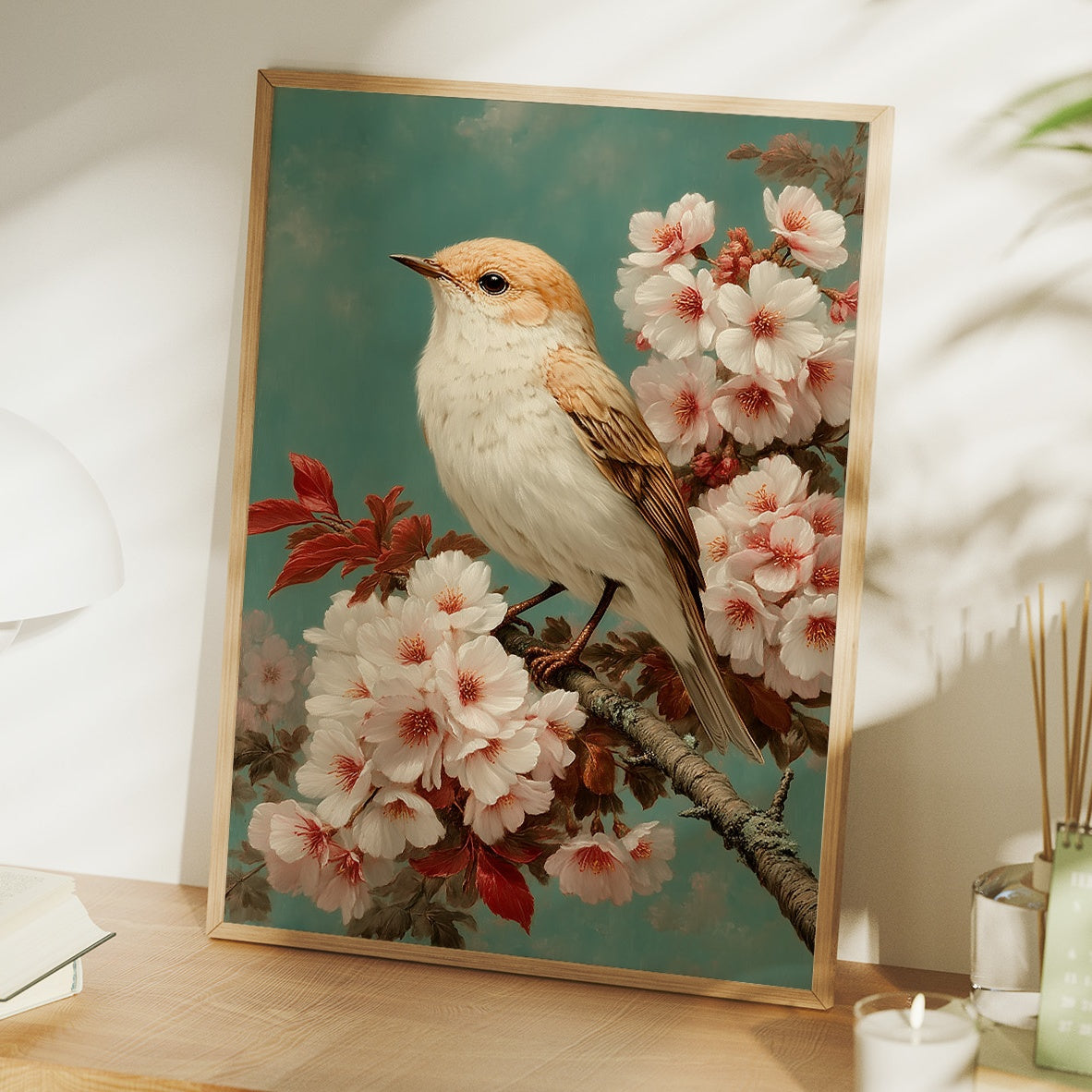 Songbird Perches Among Cherry Blossoms