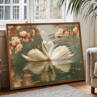 Swans Dance Under Cherry Blossoms