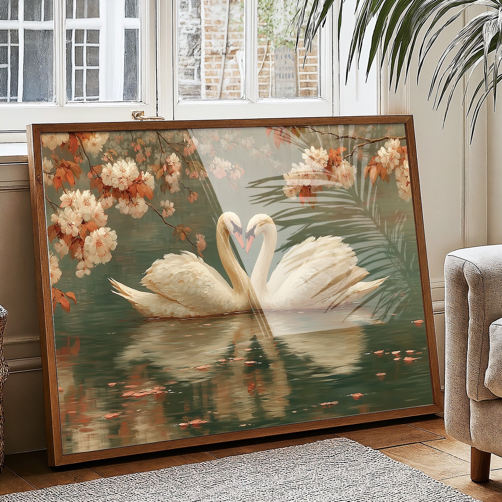 Swans Dance Under Cherry Blossoms