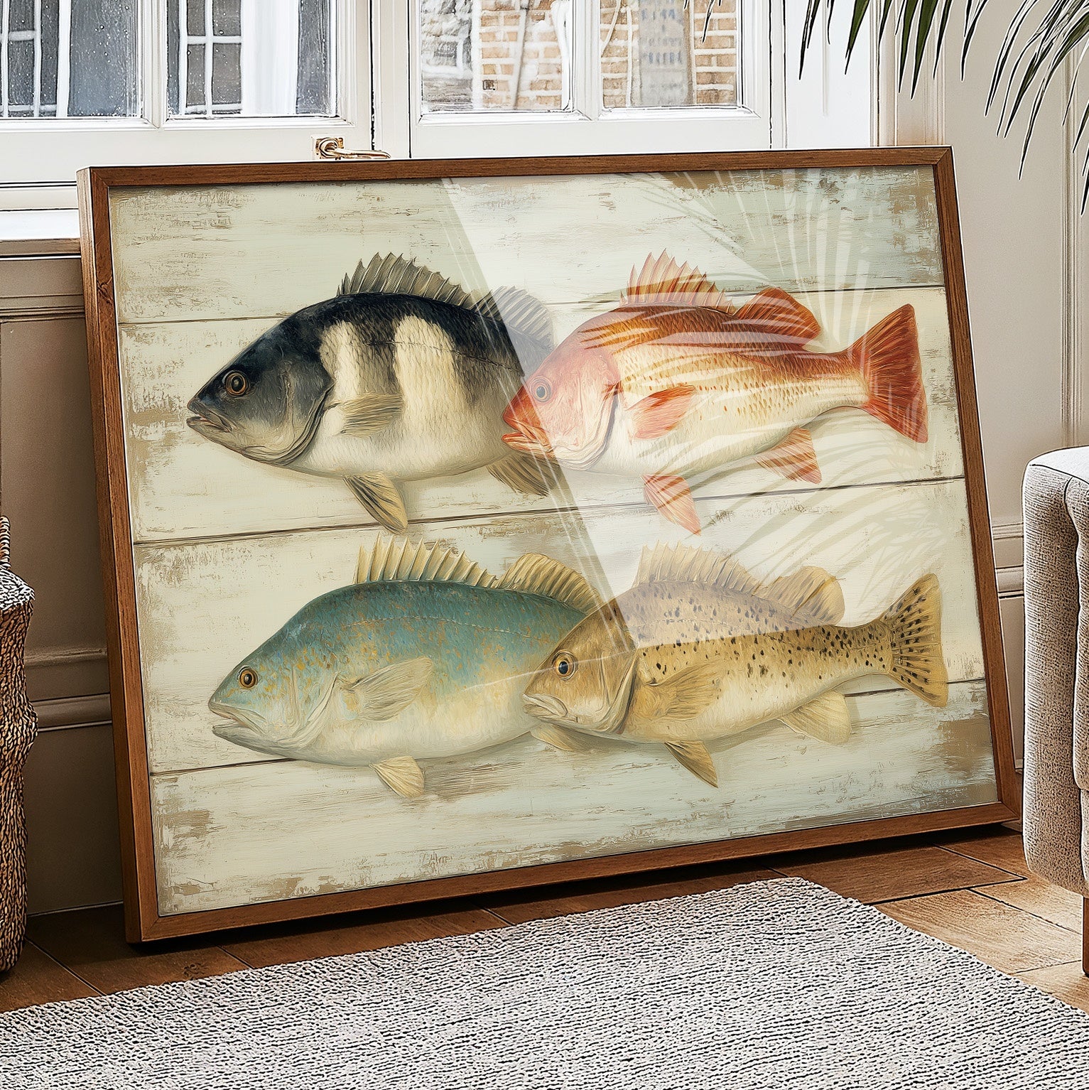 Coastal Catch On Weathered Boards