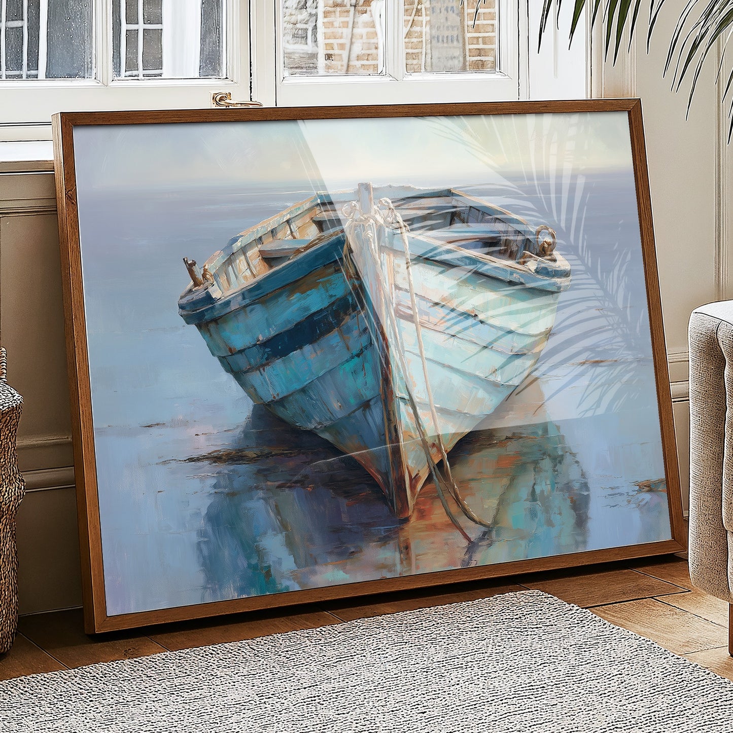 Blue Boat Rests At Tide