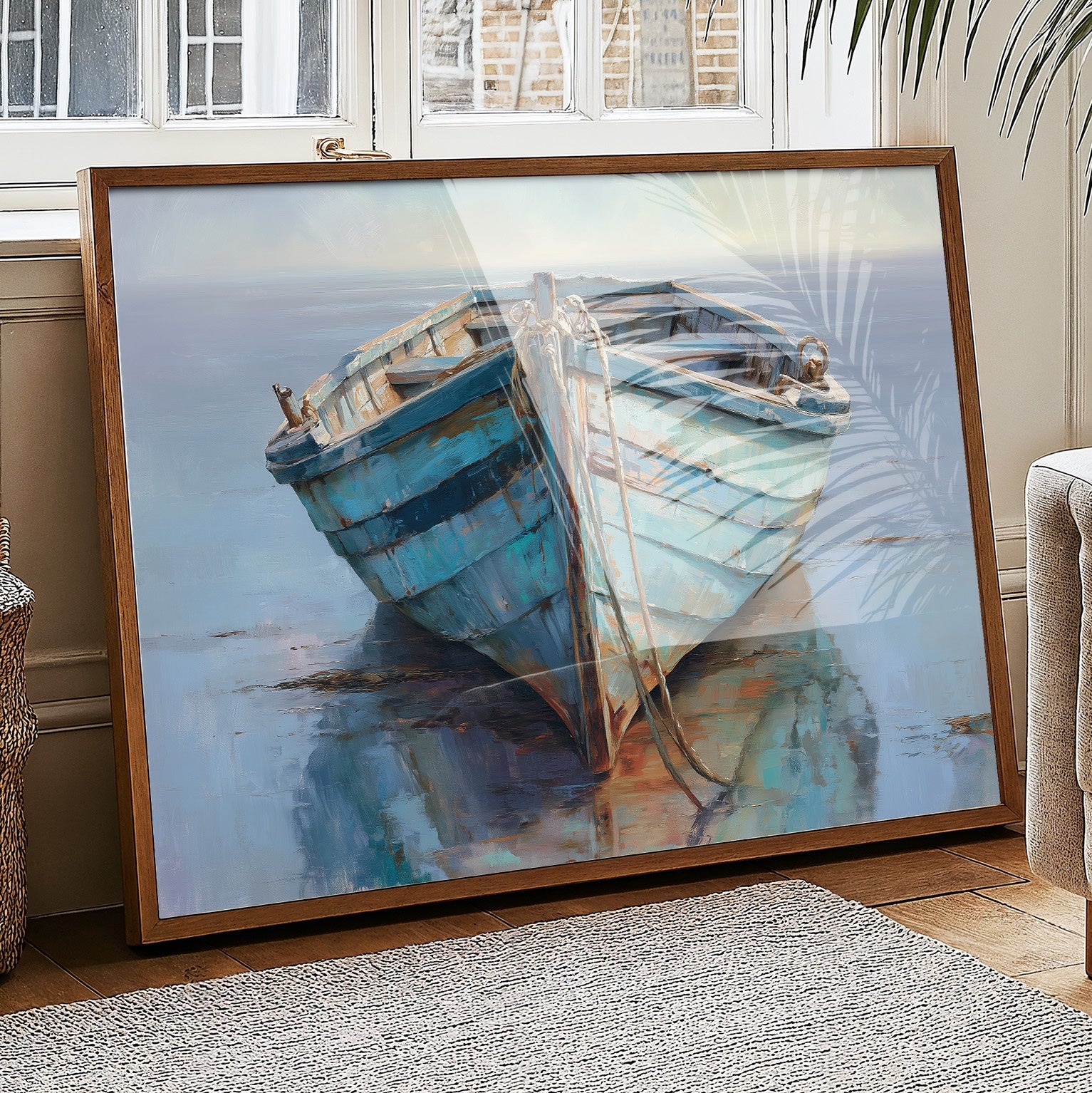 Blue Boat Rests At Tide