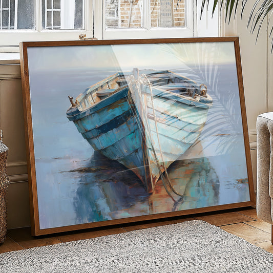 Blue Boat Rests At Tide