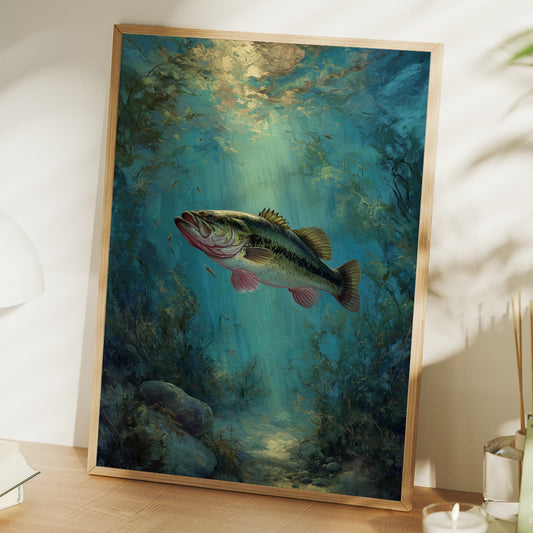 Sunlit Bass In Aqua Depths