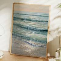 Seafoam Rhythms Against Wooden Frame