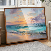 Turquoise Waves Meet Coral Sky