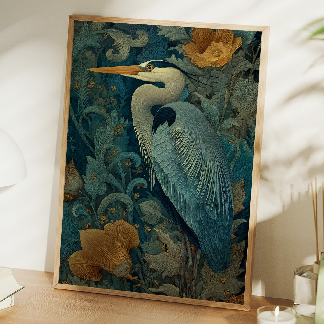 Heron Among Golden Poppies