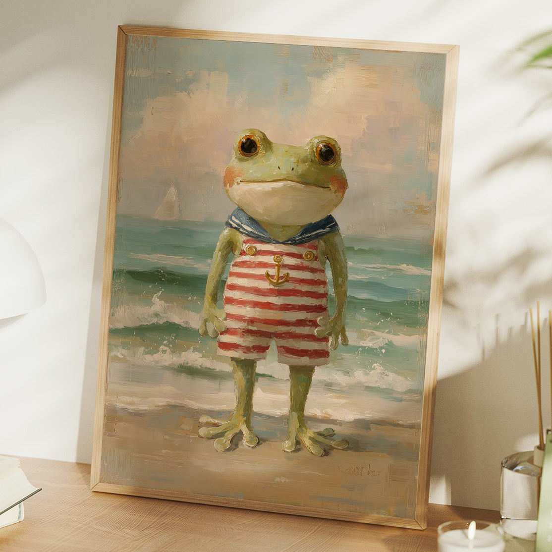 Seaside Frog In Striped Suit