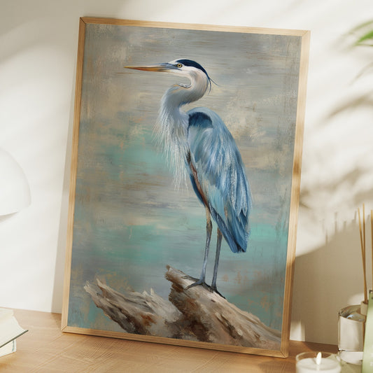 Blue Stillness On Driftwood Perch