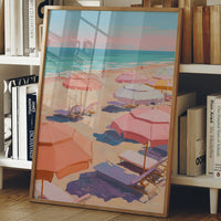 Pastel Parasols Dot Golden Shores