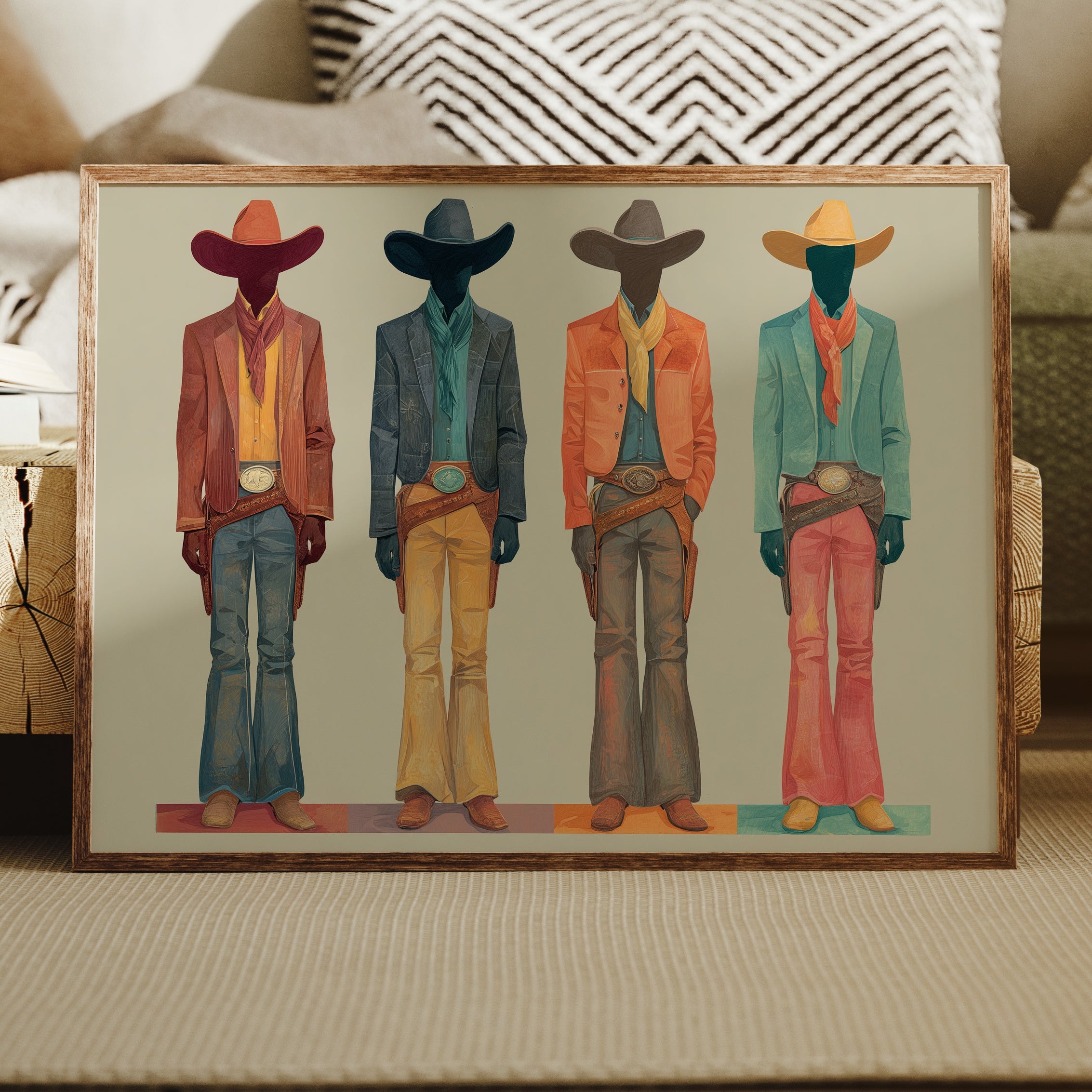 Western Quartet: Faceless Cowboys in Color