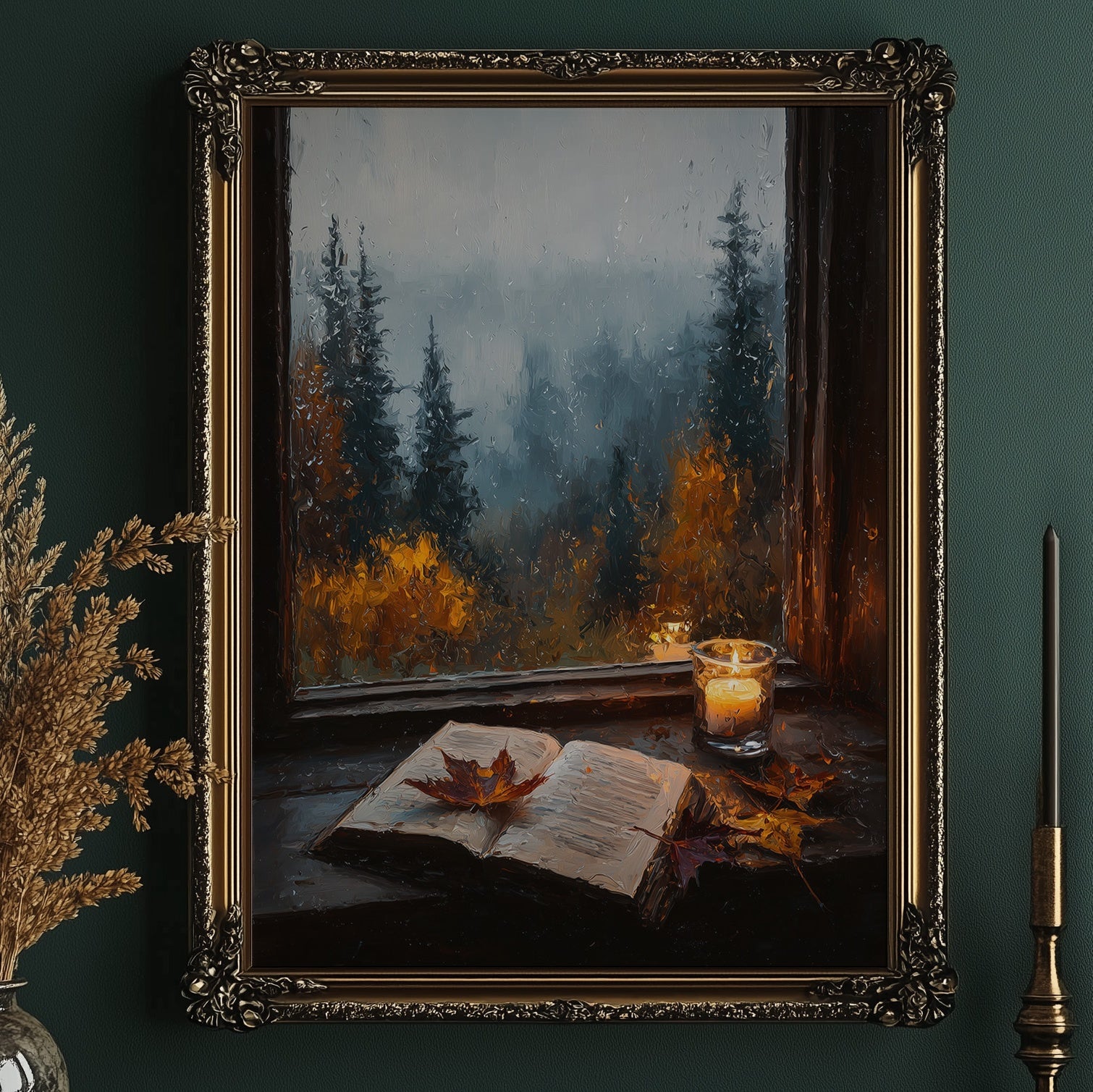 Autumn Pages Against Misty Pines