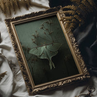 Lunar Moth Among Faded Stems