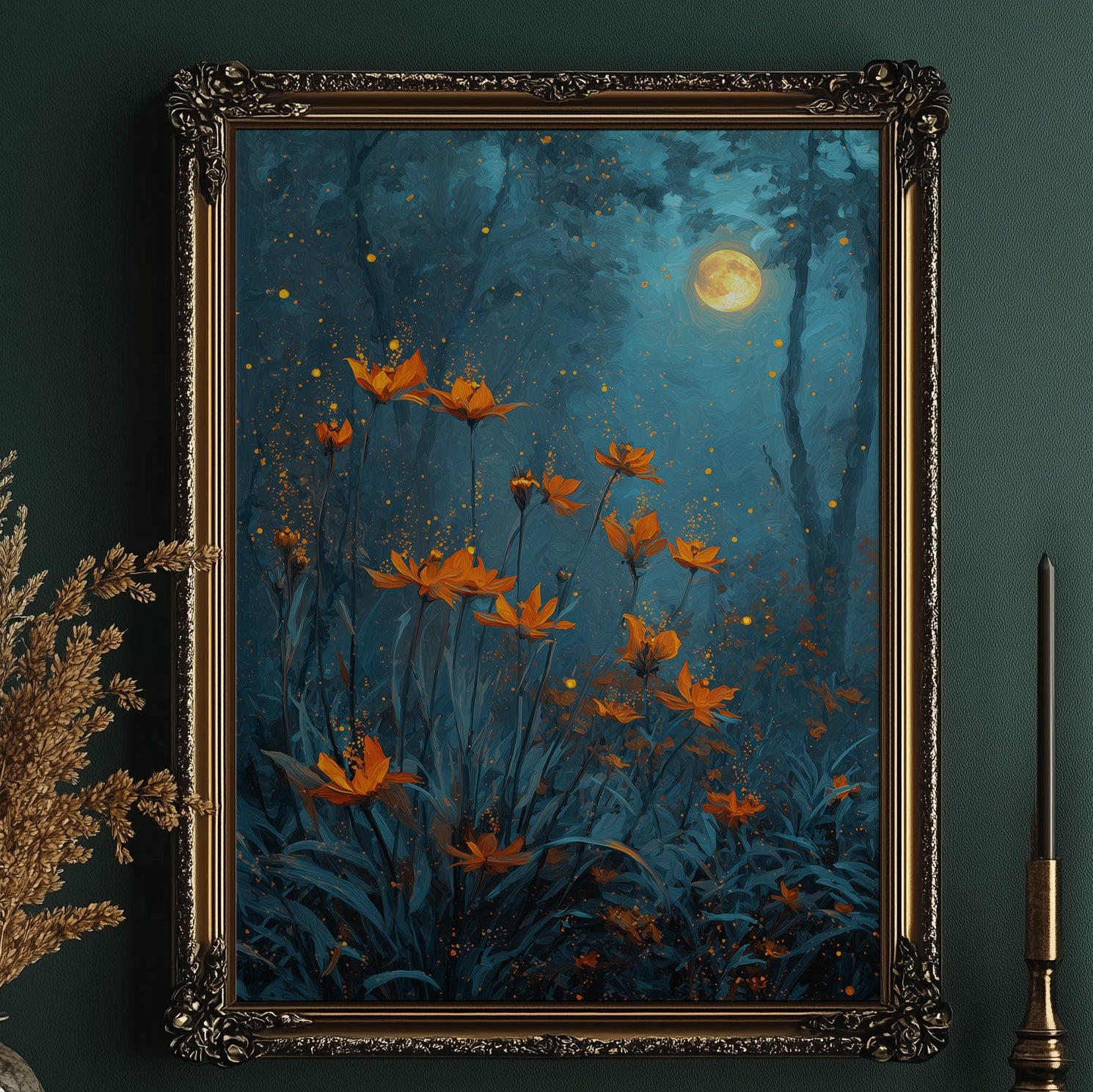 Copper Blooms Under Midnight Sky