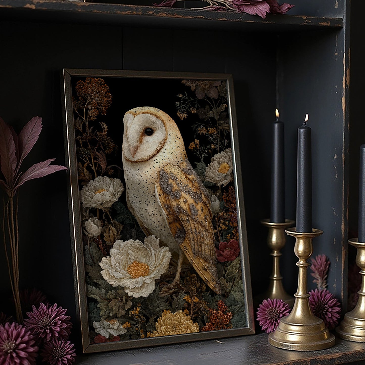 Midnight Blooms With Golden Wings