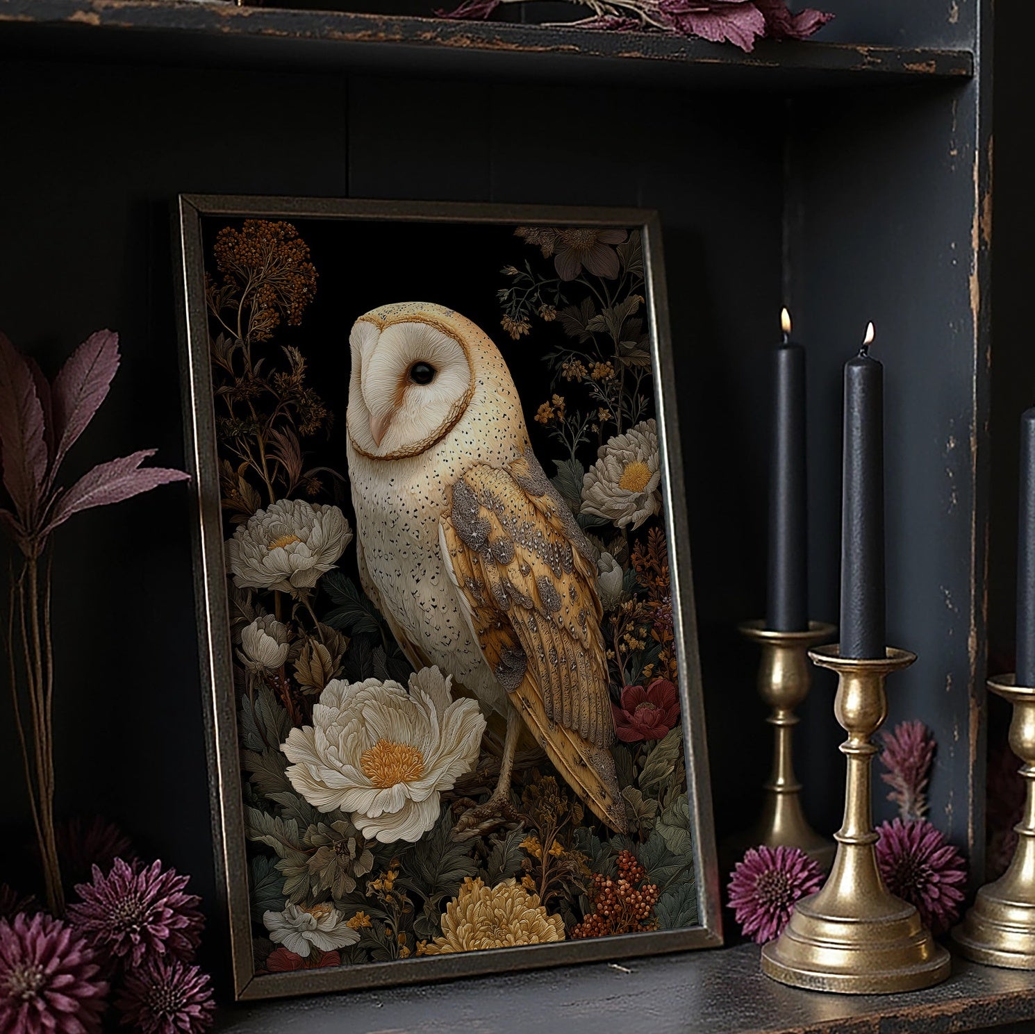 Midnight Blooms With Golden Wings