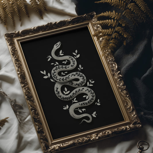 Serpent Adorned With Silver Leaves