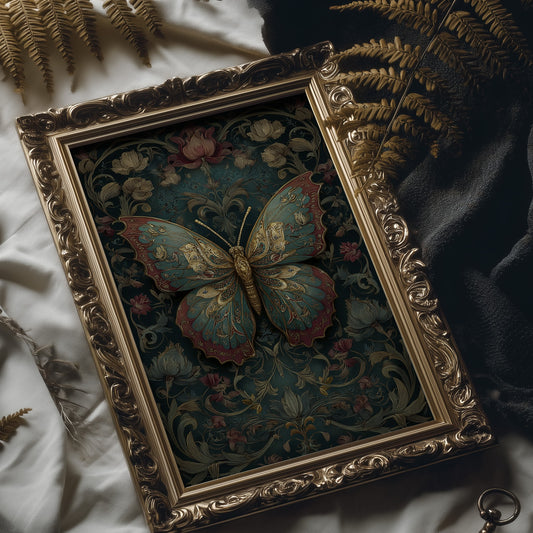 Gilded Wings Among Midnight Blooms