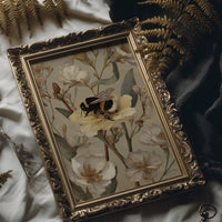 Bumblebee Rests On Pale Blooms