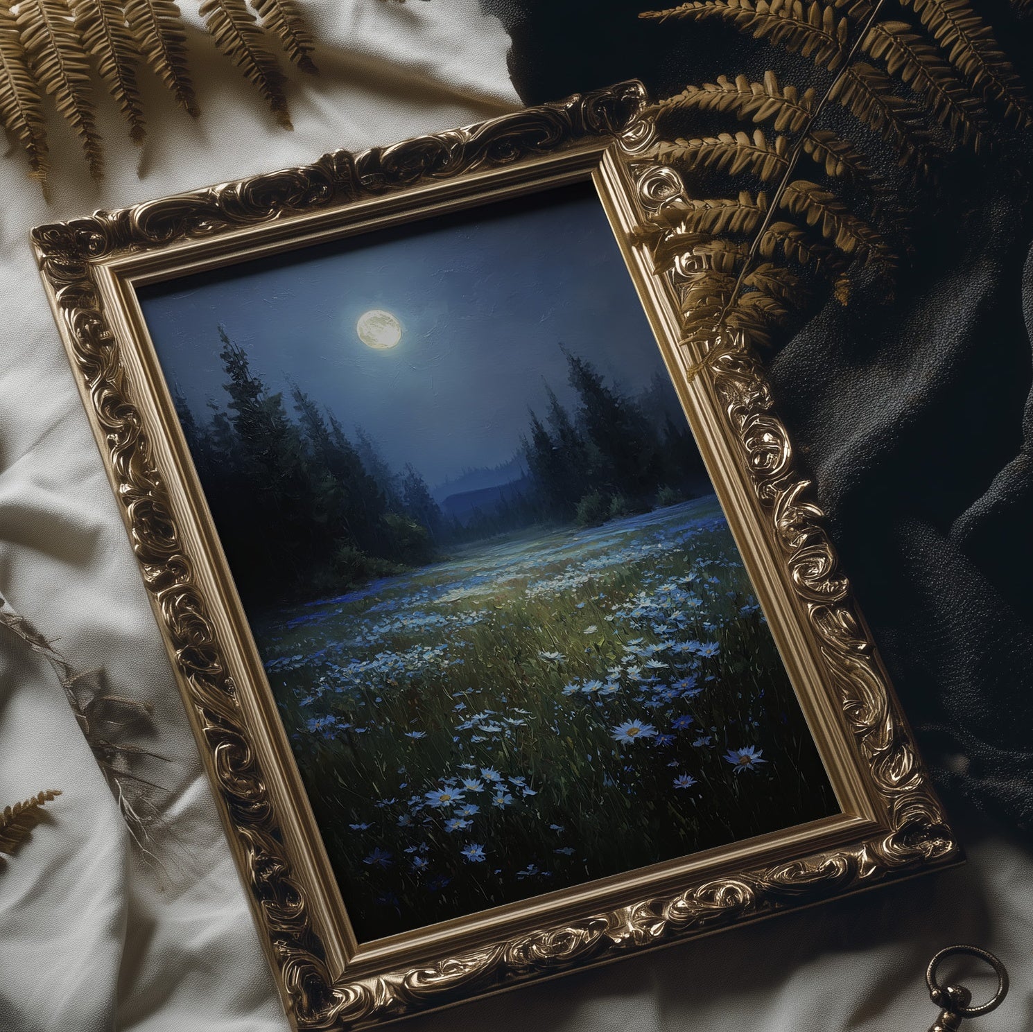 Midnight Meadow Bathes In Moonlight