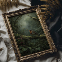 Robin's Perch In Misty Forest