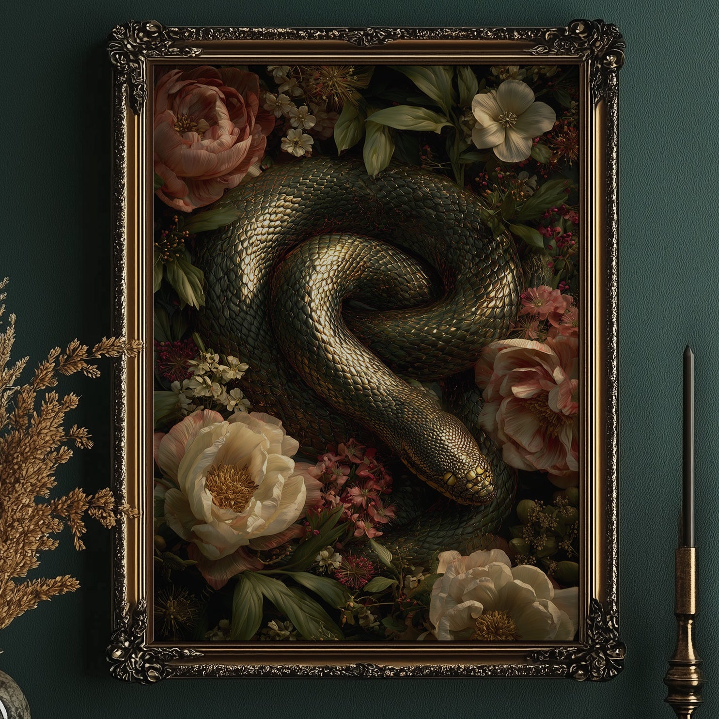 Serpent Among Blooming Peonies