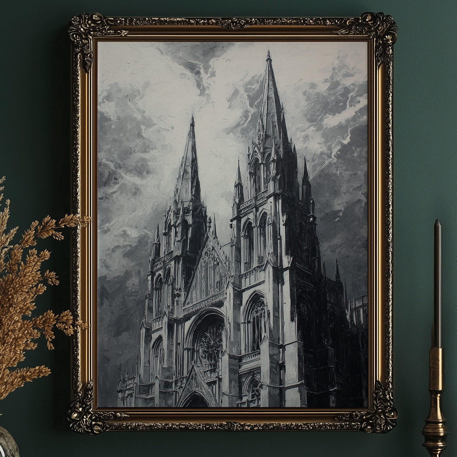 Ancient Spires Reach Stormy Heavens