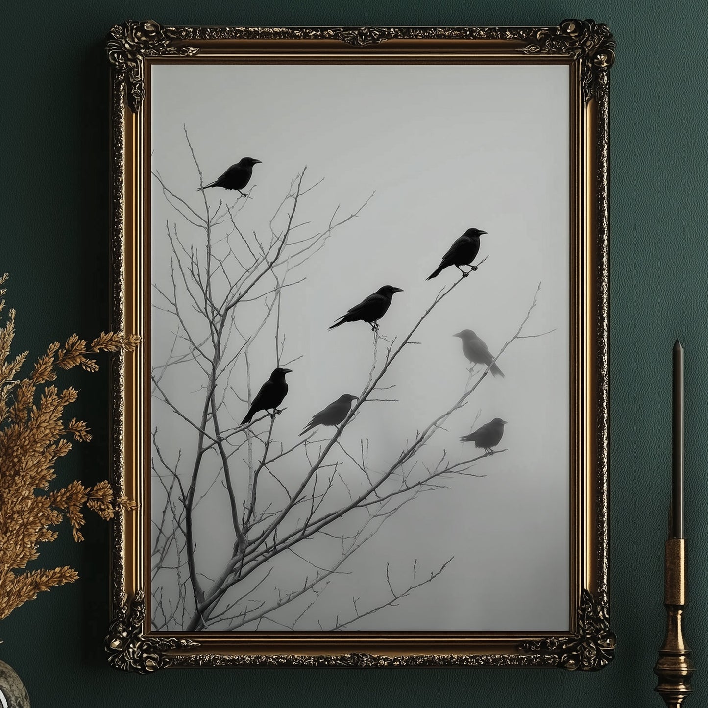 Ravens Perch On Winter Branches