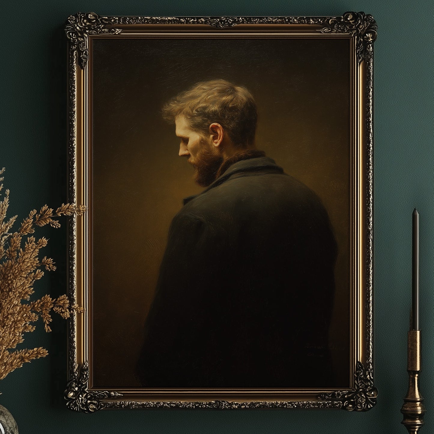 Amber Light On Contemplative Profile