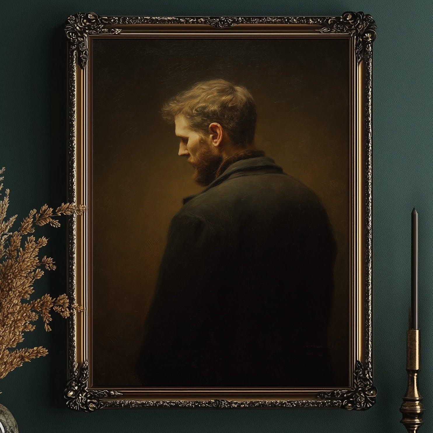 Amber Light On Contemplative Profile