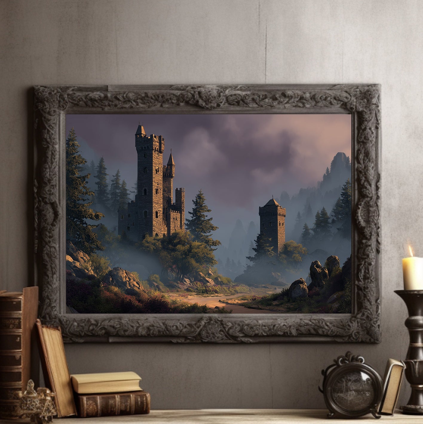 Ancient Towers Amid Mountain Mist